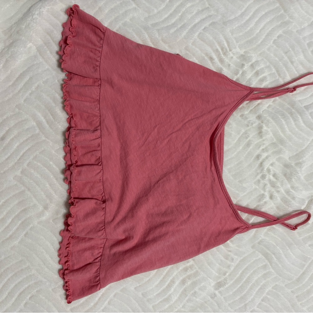 American Eagle Outfitters Pink Camisole with Ruffle Hem